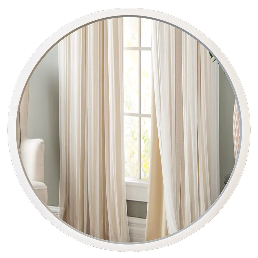 Minimalist Walnut Finish Wooden Round Wall Mirror (Available in Multiple Finishes) Brown