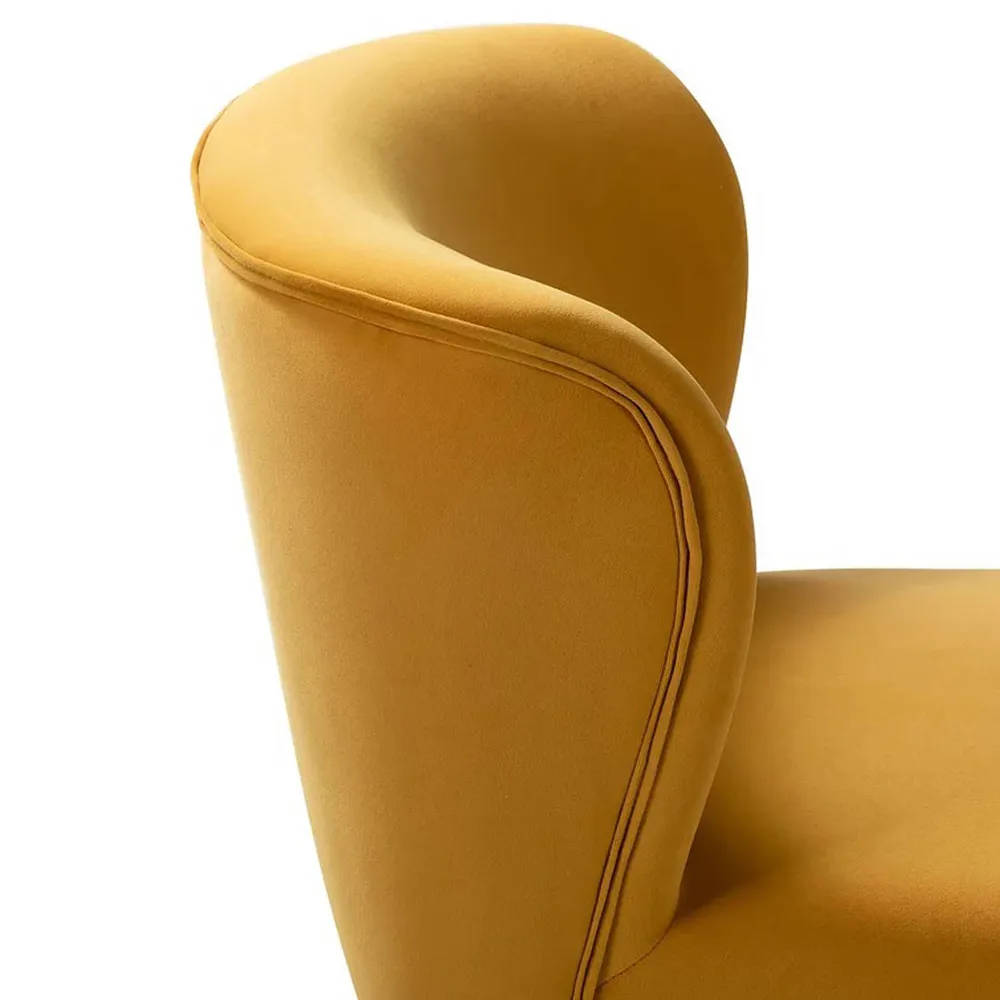 Minimalist Yellow Velvet Lounge Chairs Set Of 2 Single