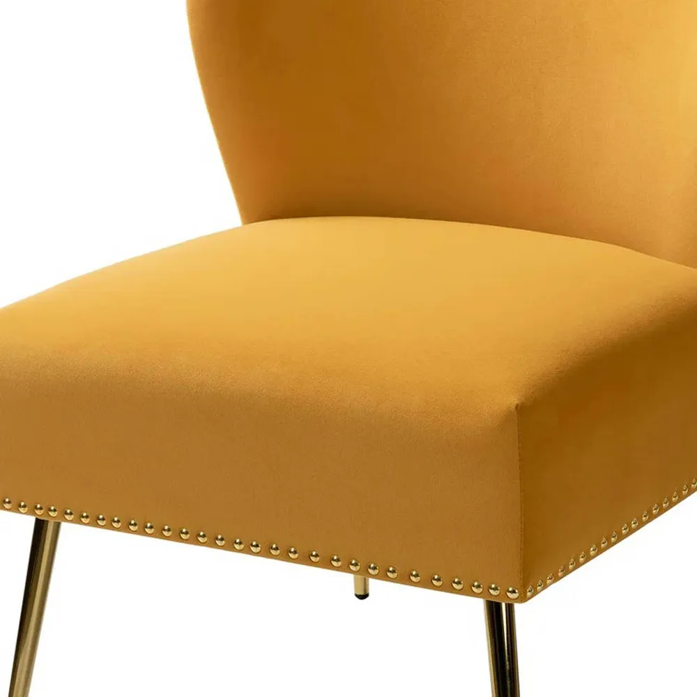 Minimalist Yellow Velvet Lounge Chairs Set Of 2 Single