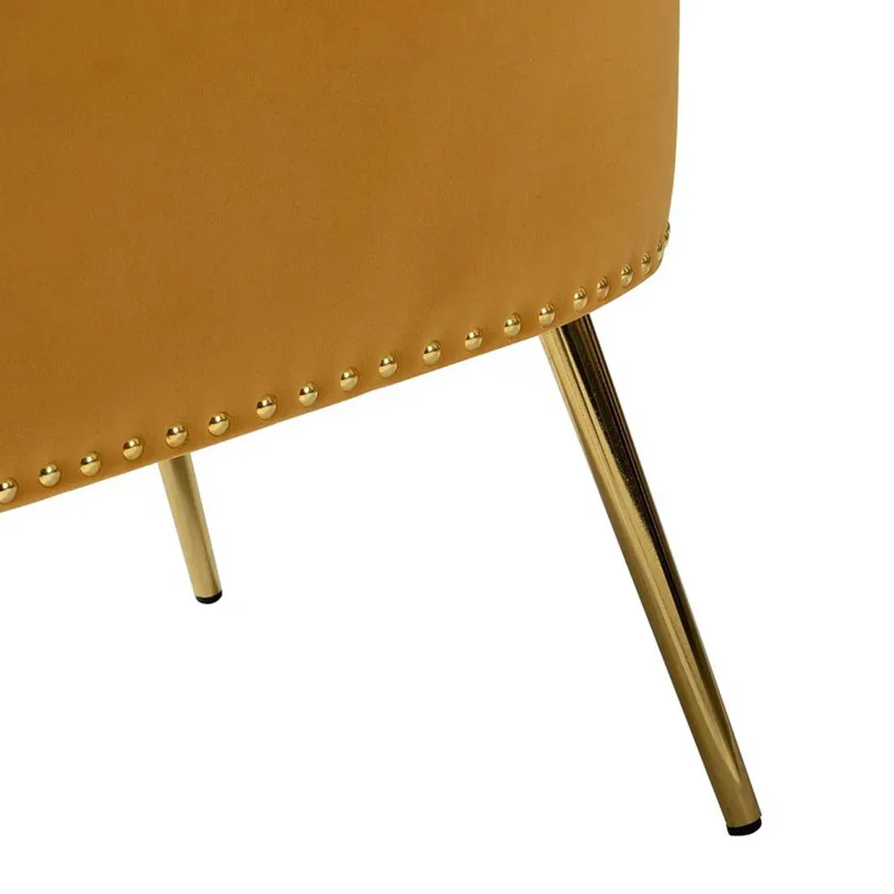 Minimalist Yellow Velvet Lounge Chairs Set Of 2 Single