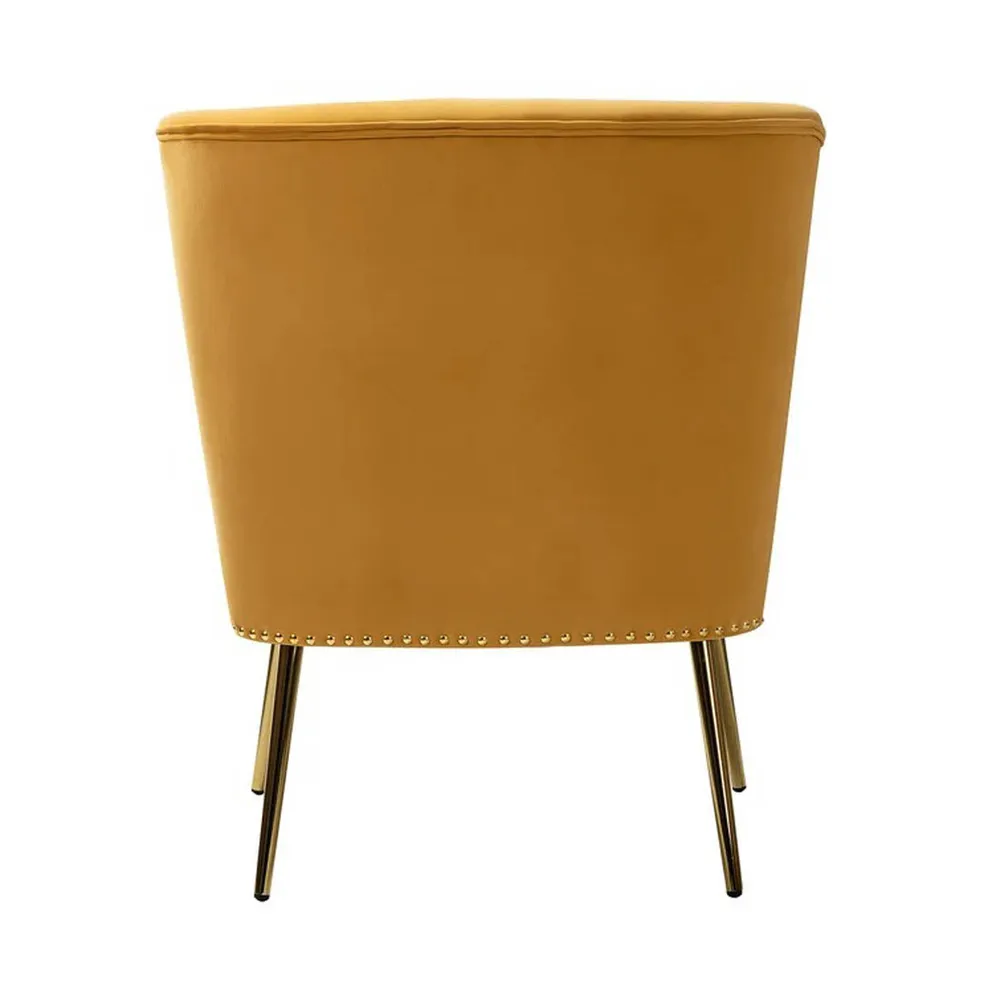 Minimalist Yellow Velvet Lounge Chairs Set Of 2 Single