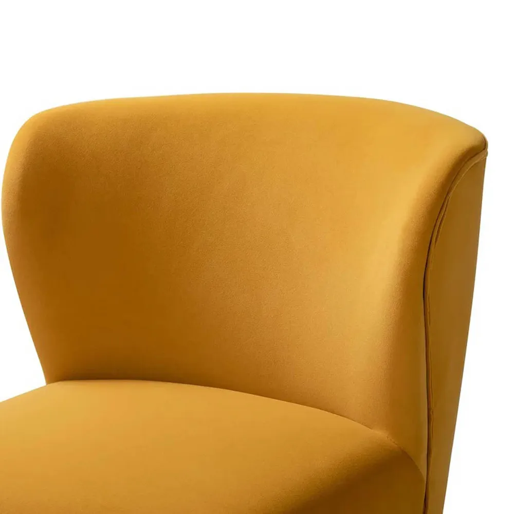 Minimalist Yellow Velvet Lounge Chairs Set Of 2 Single