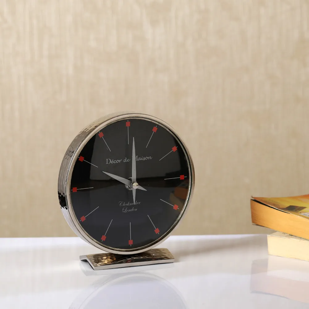 Minno Metal Silver Table Clock