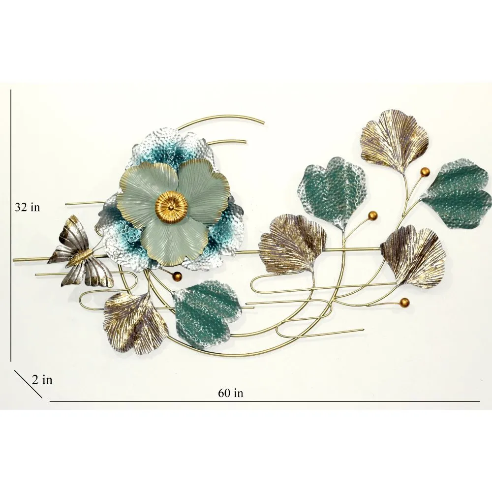 Mint Entwined Leaves Metal Wall Art