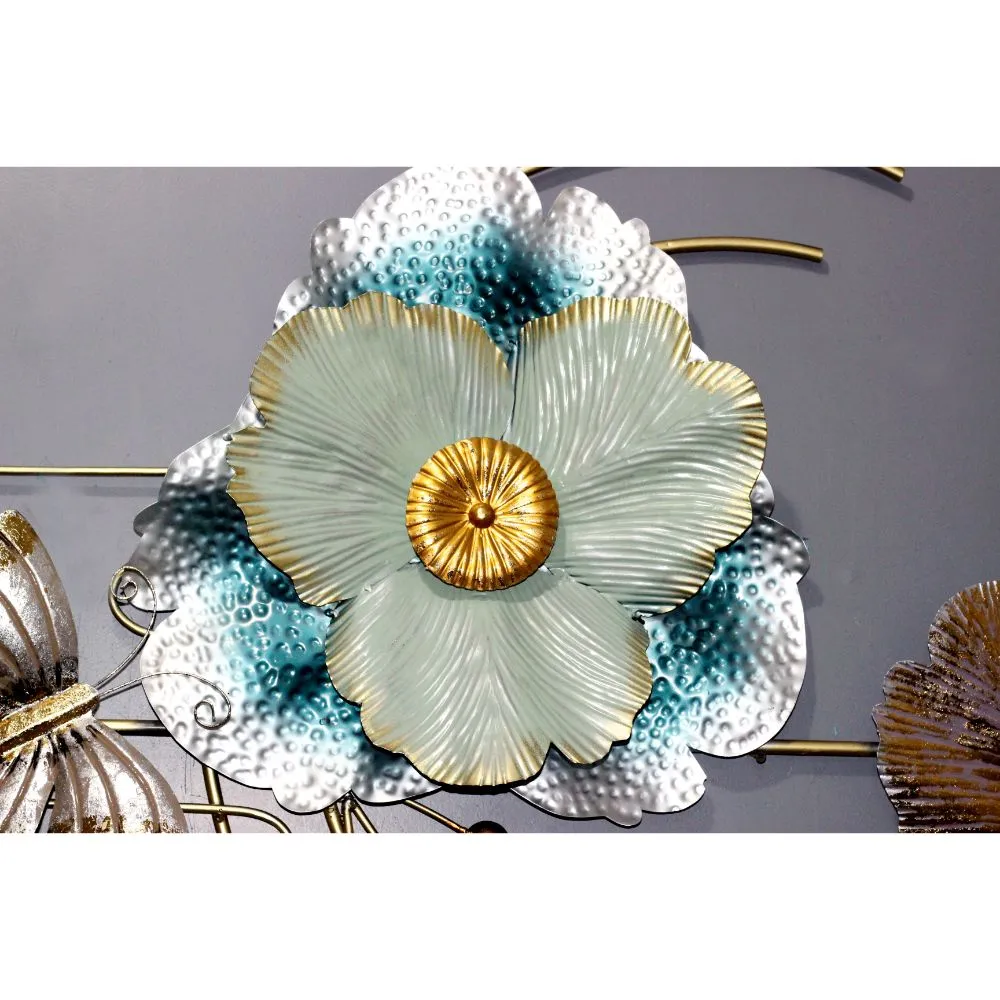 Mint Entwined Leaves Metal Wall Art