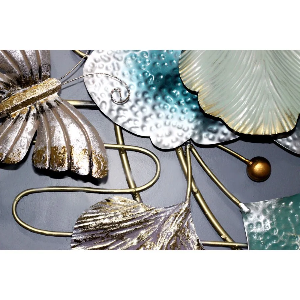Mint Entwined Leaves Metal Wall Art