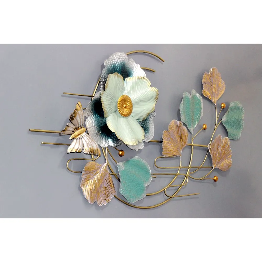 Mint Entwined Leaves Metal Wall Art