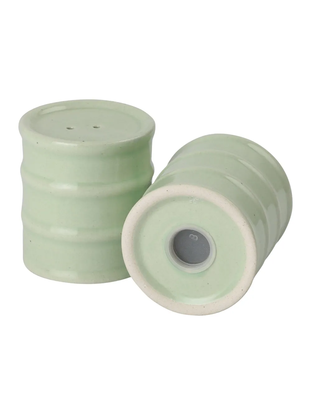 Mint Green Ceramic Cylindrical Salt & Pepper Set Of 2