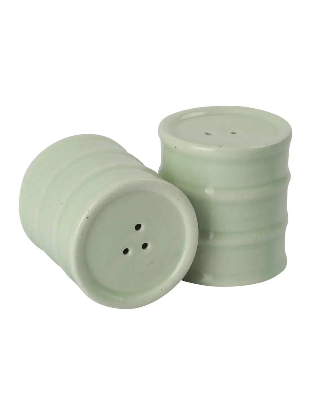 Mint Green Ceramic Cylindrical Salt & Pepper Set Of 2