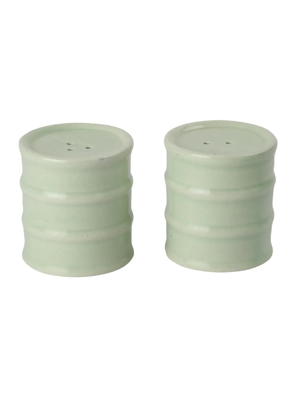 Mint Green Ceramic Cylindrical Salt & Pepper Set Of 2
