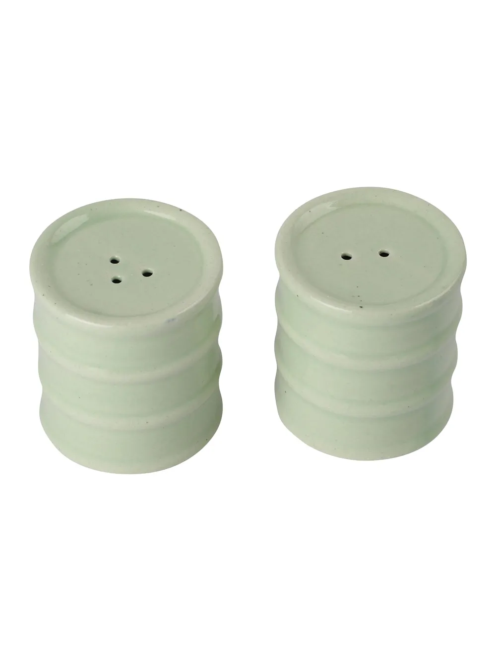 Mint Green Ceramic Cylindrical Salt & Pepper Set Of 2