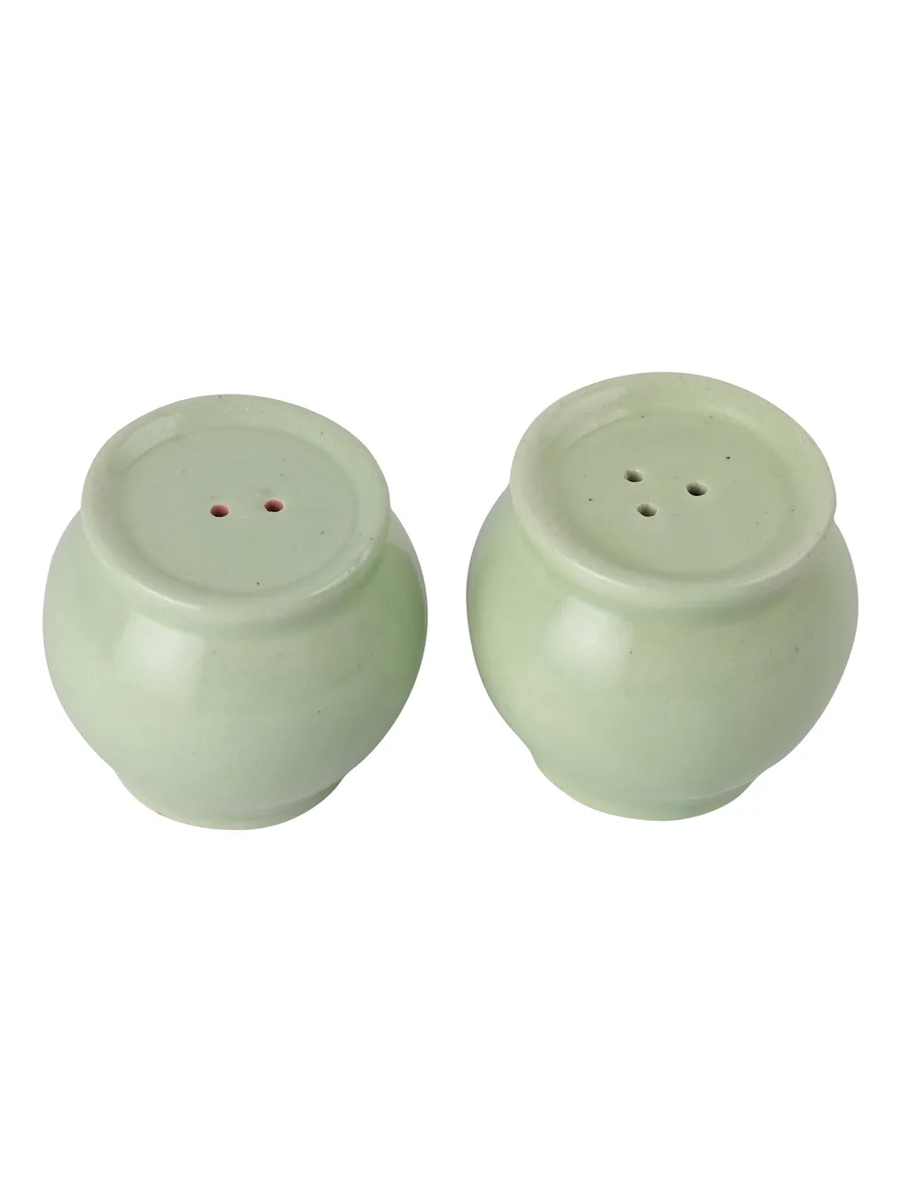 Mint Green Ceramic Round Salt & Pepper Set Of 2