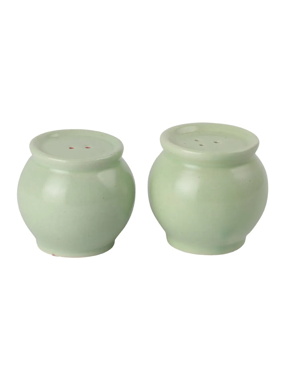 Mint Green Ceramic Round Salt & Pepper Set Of 2