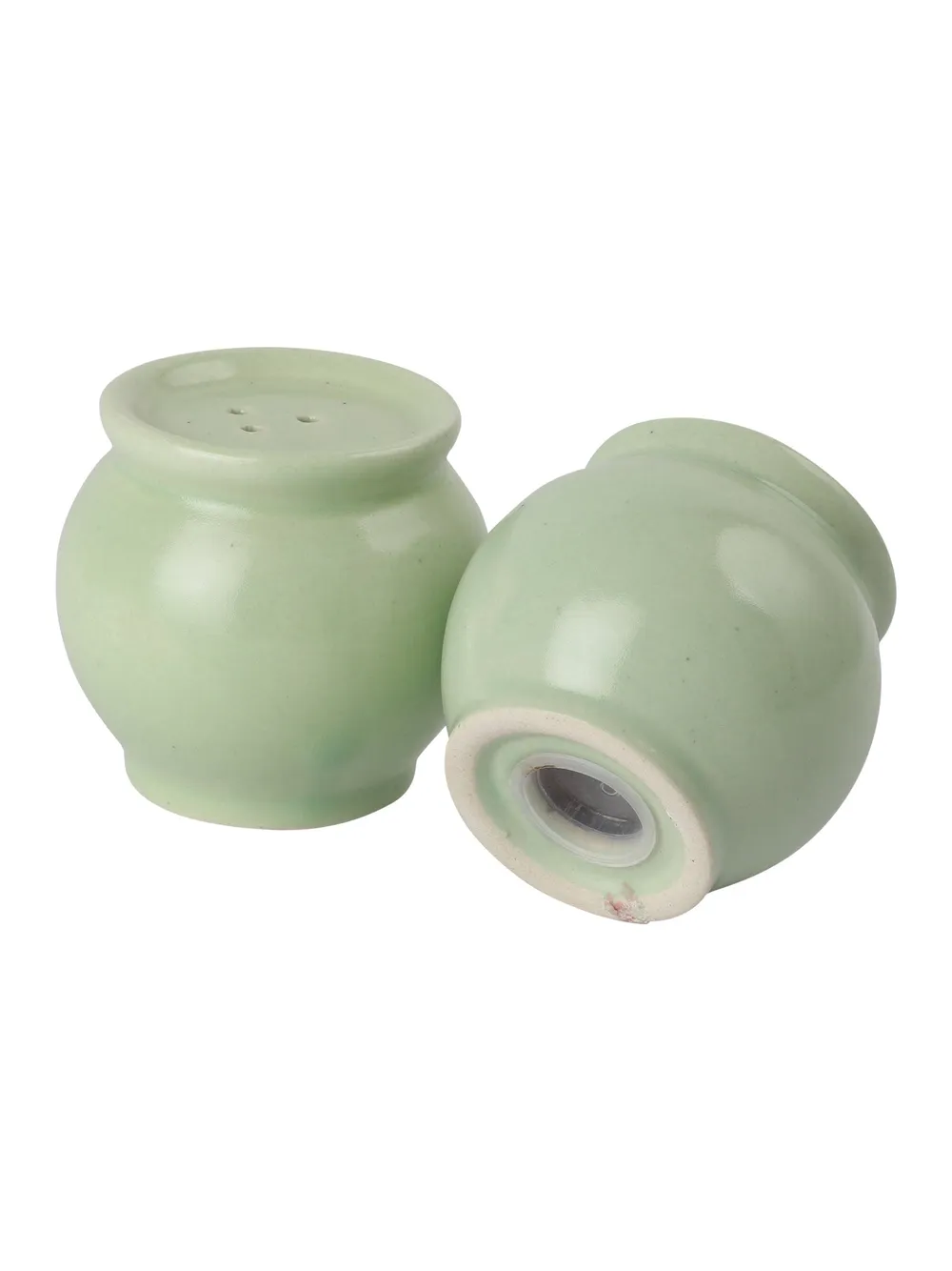 Mint Green Ceramic Round Salt & Pepper Set Of 2