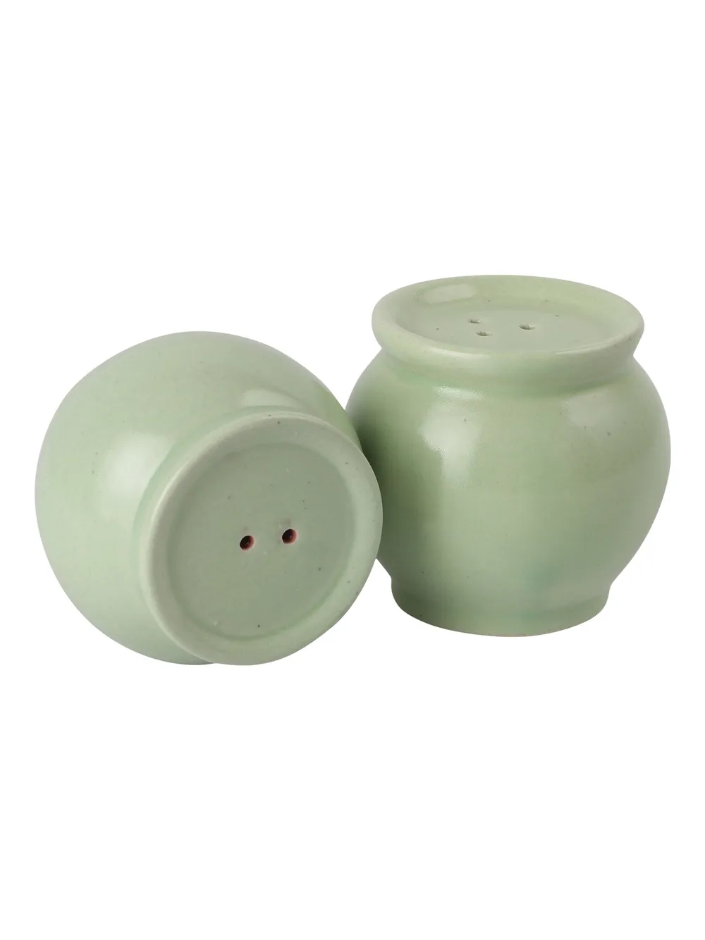 Mint Green Ceramic Round Salt & Pepper Set Of 2