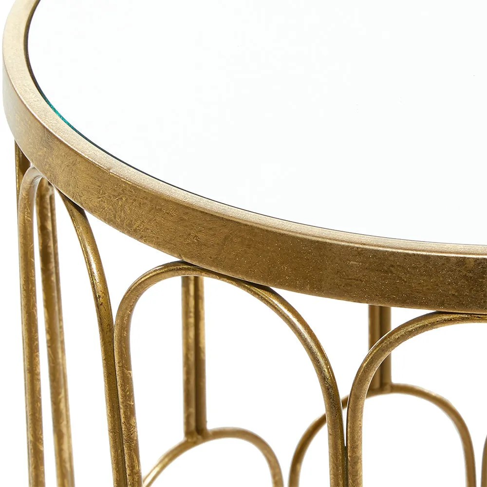 Mirrored Top Designer Metal Center Table