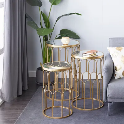 Mirrored Top Designer Metal Center Table