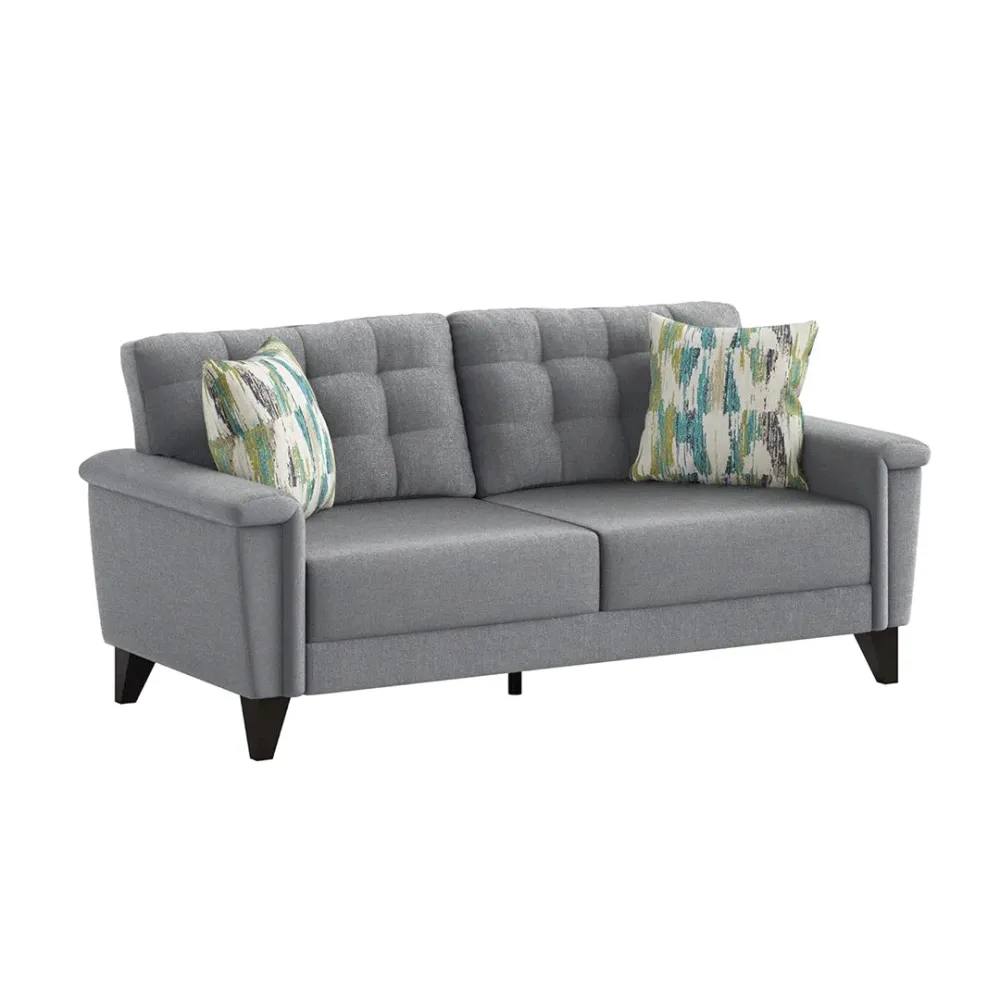 WallMantra Modern 3 Seater Sofa – Fabric, Steel Grey