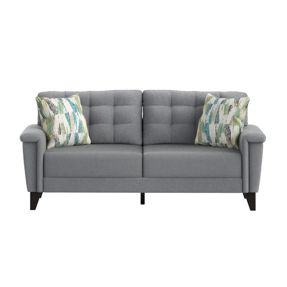 WallMantra Modern 3 Seater Sofa – Fabric, Steel Grey