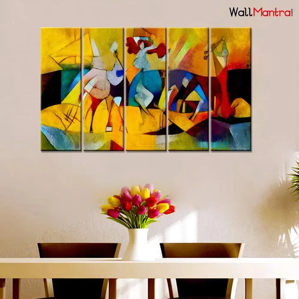 Modern Abstract Art style of Kandinsky Wall Painting  5 Pieces