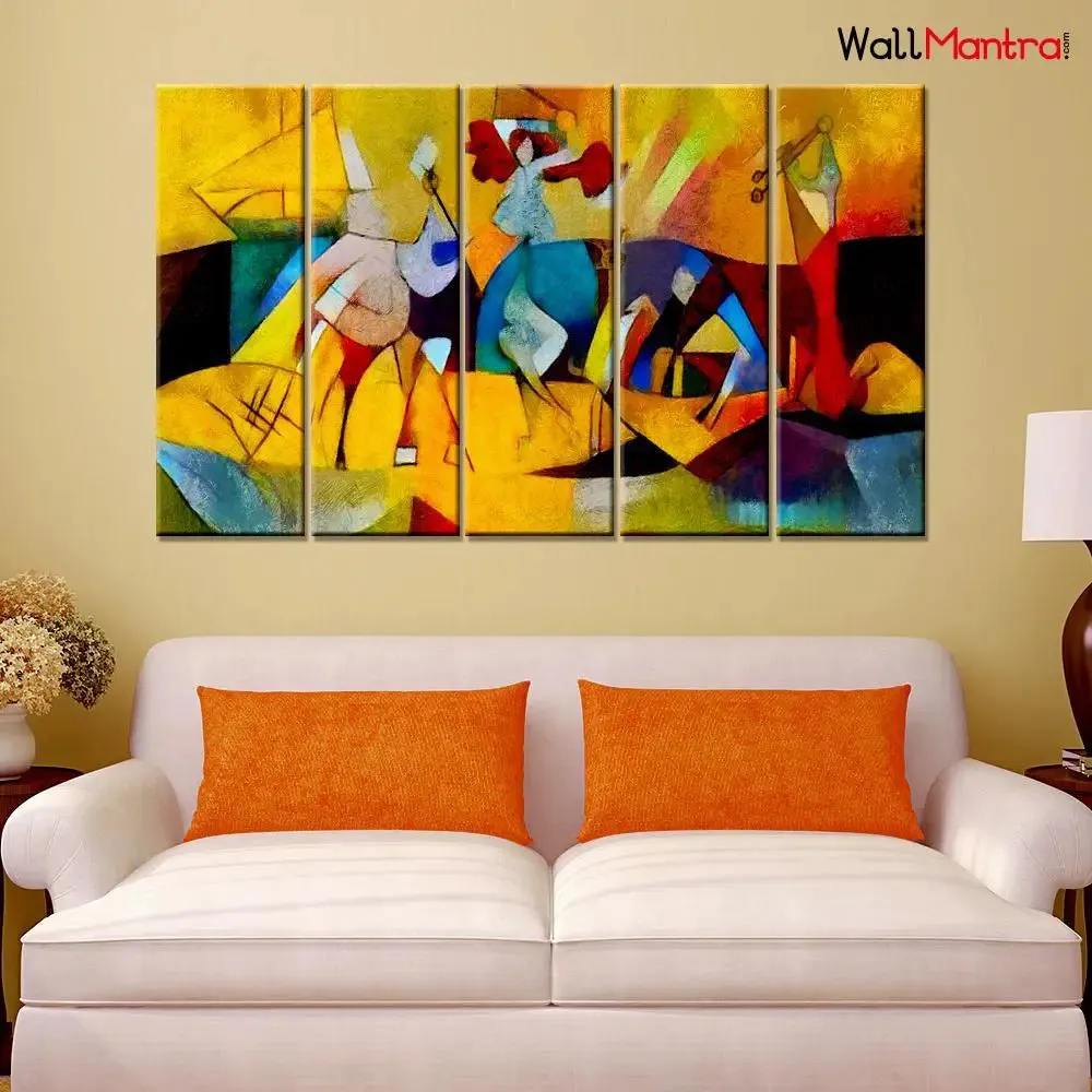 Modern Abstract Art style of Kandinsky Wall Painting  5 Pieces