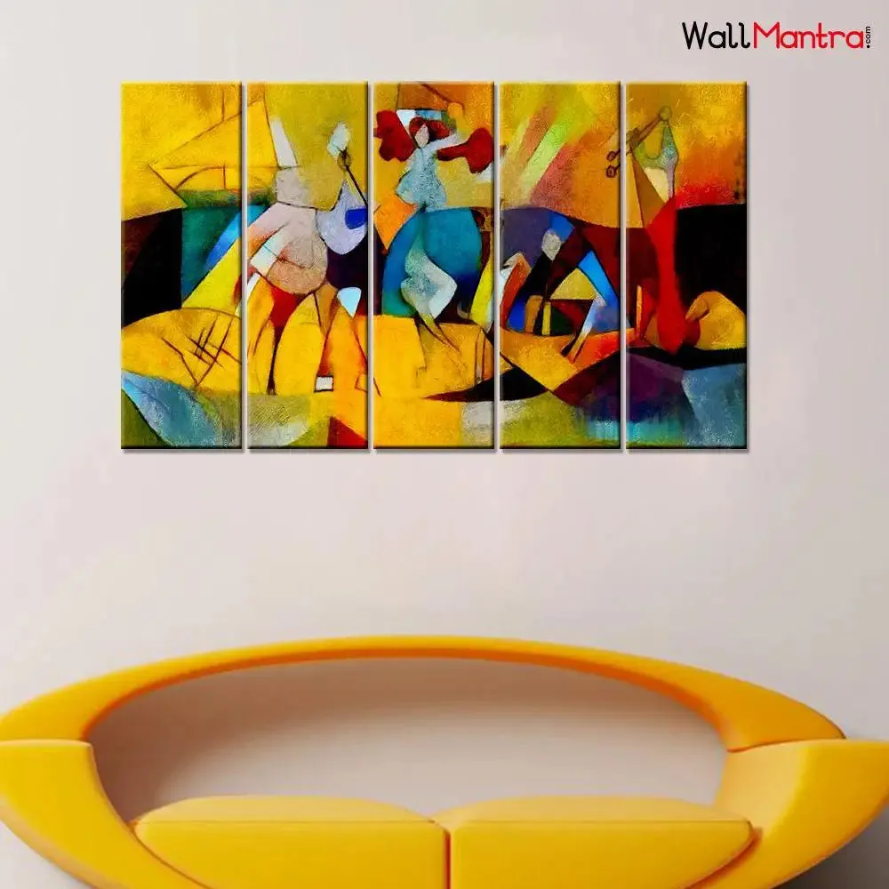 Modern Abstract Art style of Kandinsky Wall Painting  5 Pieces