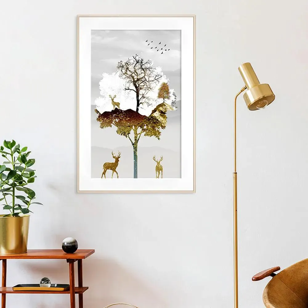 Modern Aesthetic Wildlife Mounted Big Framed Wall Art