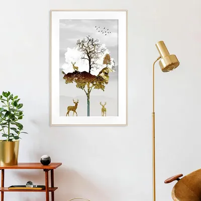 Modern Aesthetic Wildlife Mounted Big Framed Wall Art