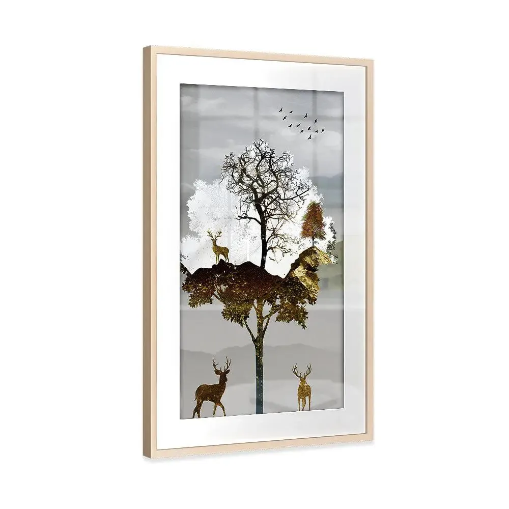 Modern Aesthetic Wildlife Mounted Big Framed Wall Art