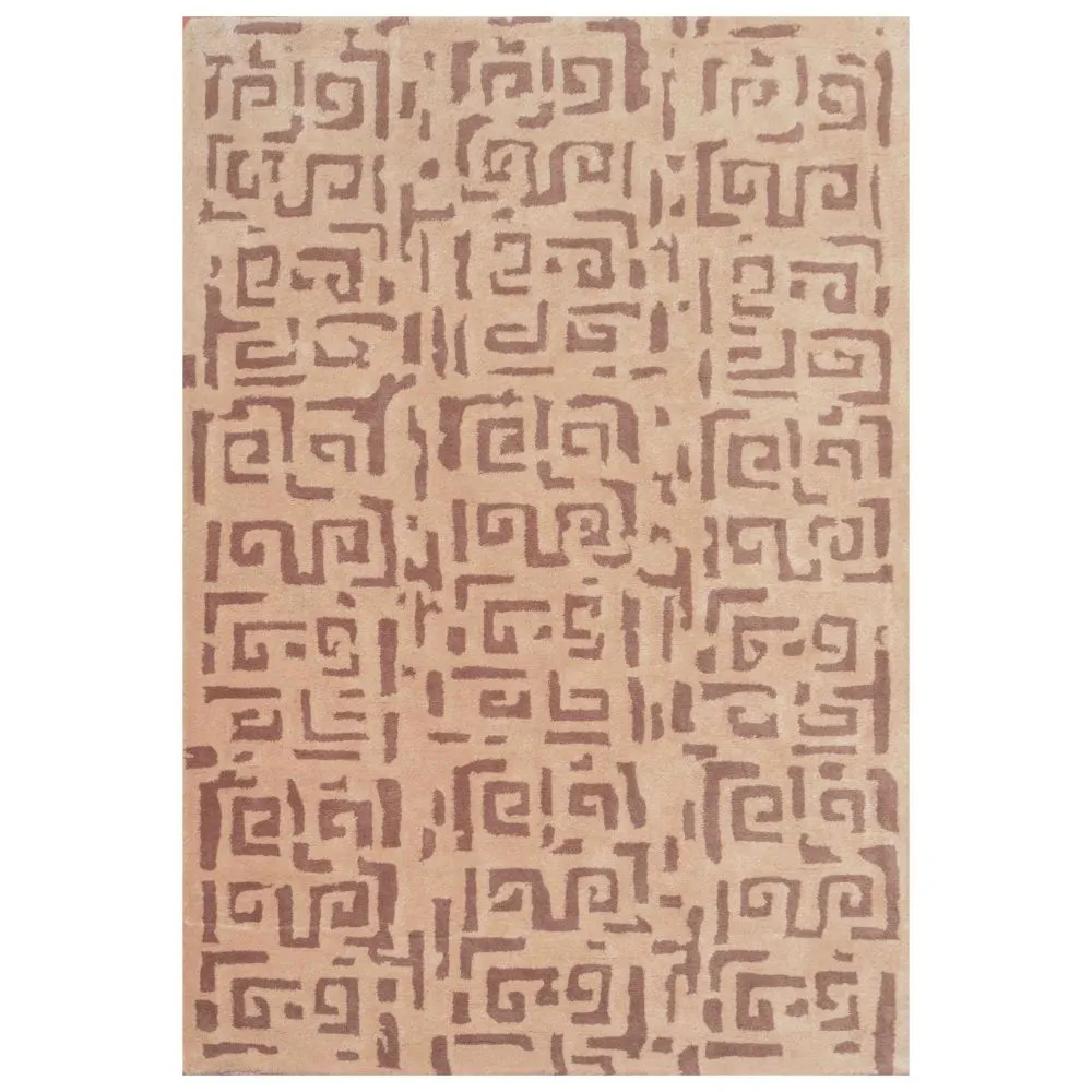 Modern Art Designer Mousse & Beige Tufted Area Carpet 2X5ft
