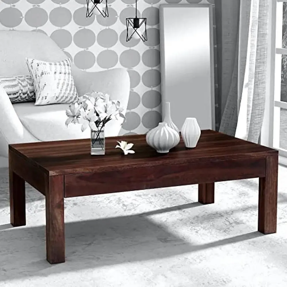 Modern Art Minimalistic Style Sheesham Wood Center Table