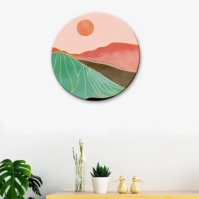 Modern Art Mountain Scenery Round Shape Canvas wall Painting