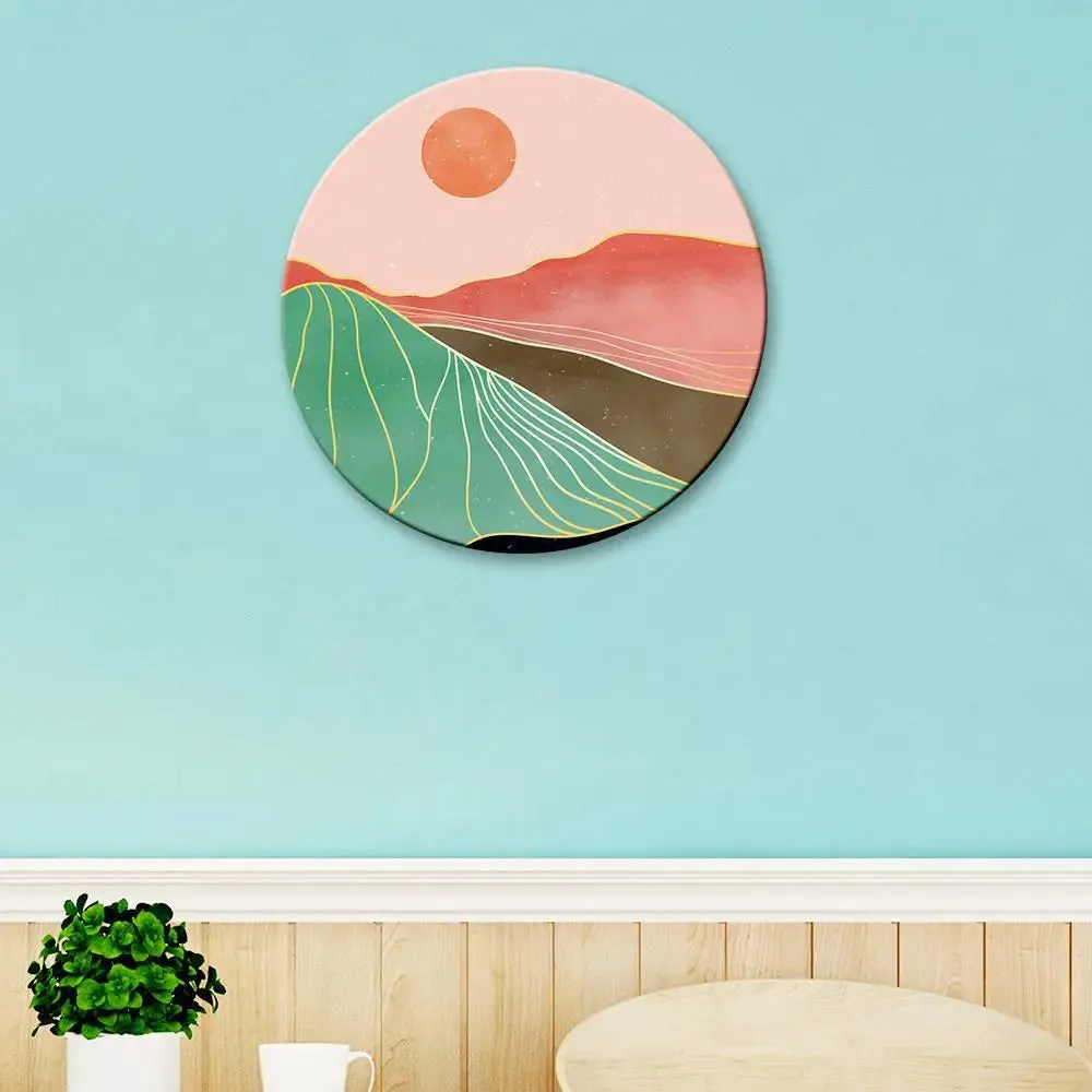 Modern Art Mountain Scenery Round Shape Canvas wall Painting