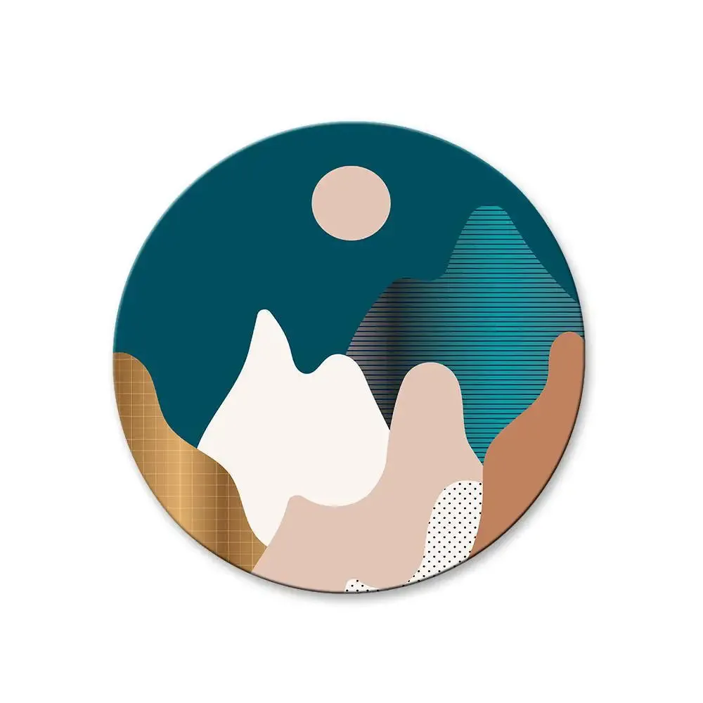 Modern Art Mountain Sunrise Scenery Round Shape Canvas wall Painting