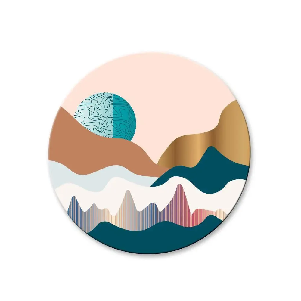 Modern Art Mountain Sunset Scenery Round Shape Canvas wall Painting
