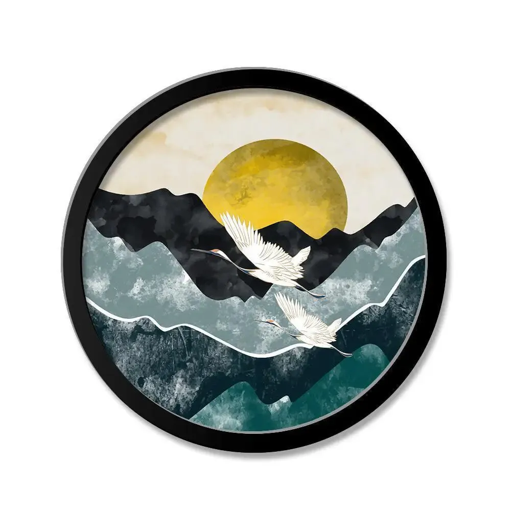 Modern Art Nature Scenery With Round Shape Canvas wall Painting
