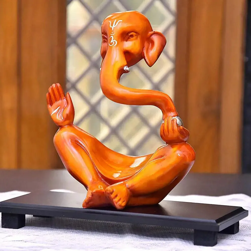 Modern Art Orange Colored Ganesh Idol