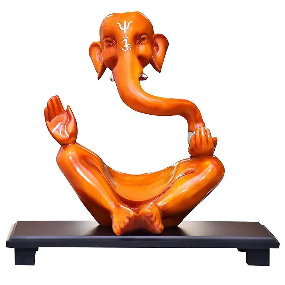 Modern Art Orange Colored Ganesh Idol