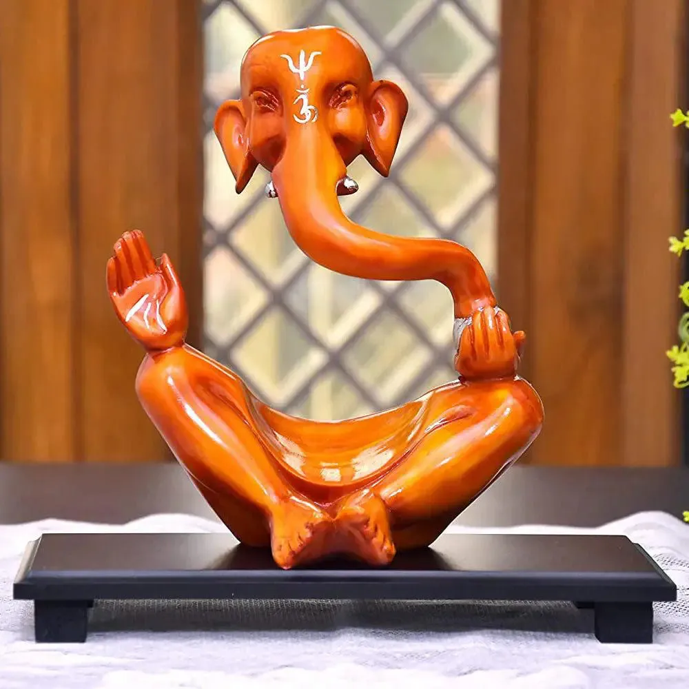 Modern Art Orange Colored Ganesh Idol