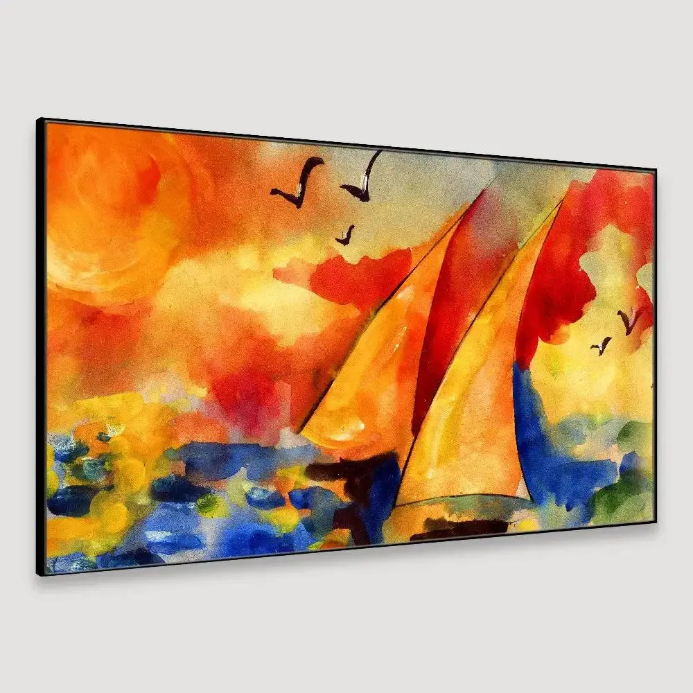 Modern Art Sailing Ship Canvas Printed Painting With Frame