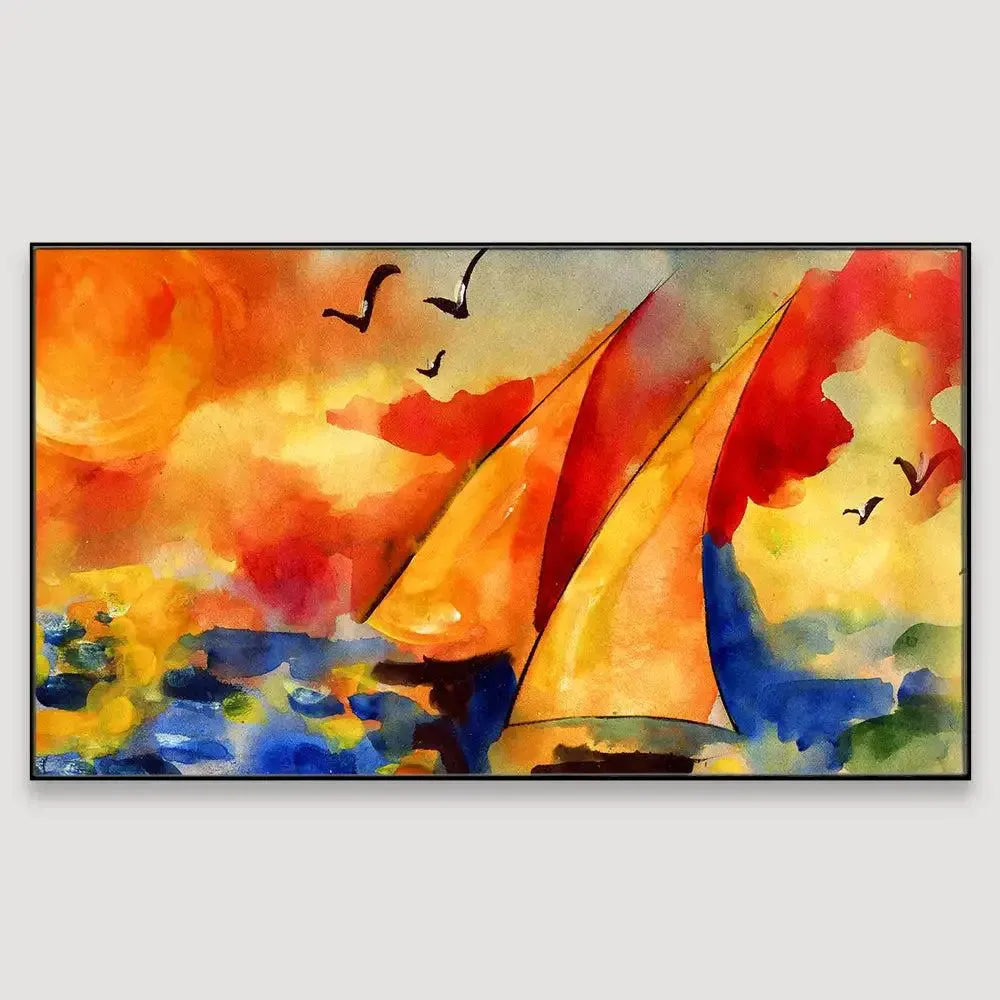 Modern Art Sailing Ship Canvas Printed Painting With Frame