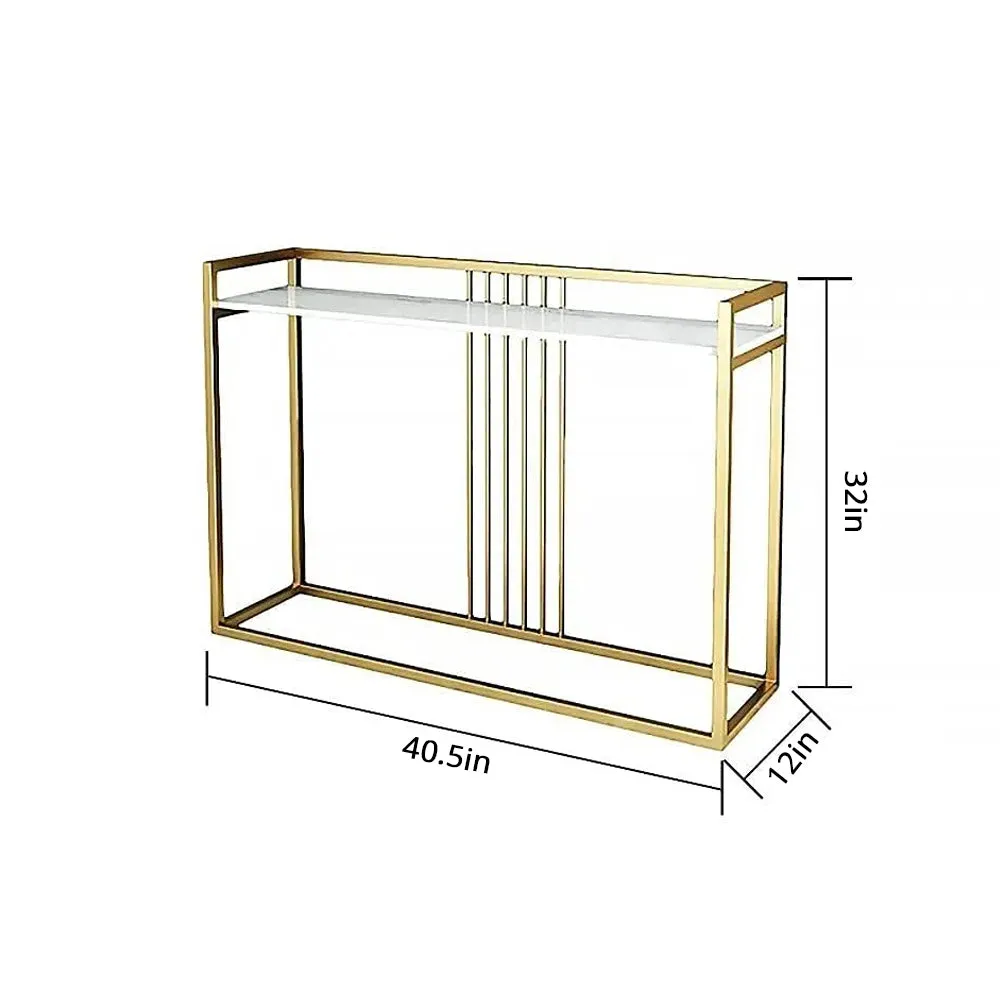 Modern Console Table In Sleek Golden Rods Design
