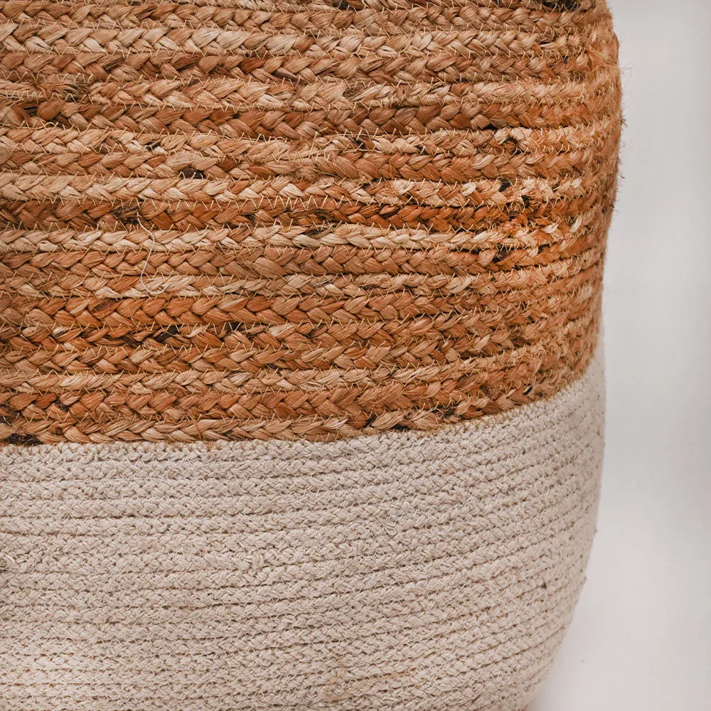 Modern Corner Cotton and Jute Braided Material Pouffe Stool For Living Room, Set of 1