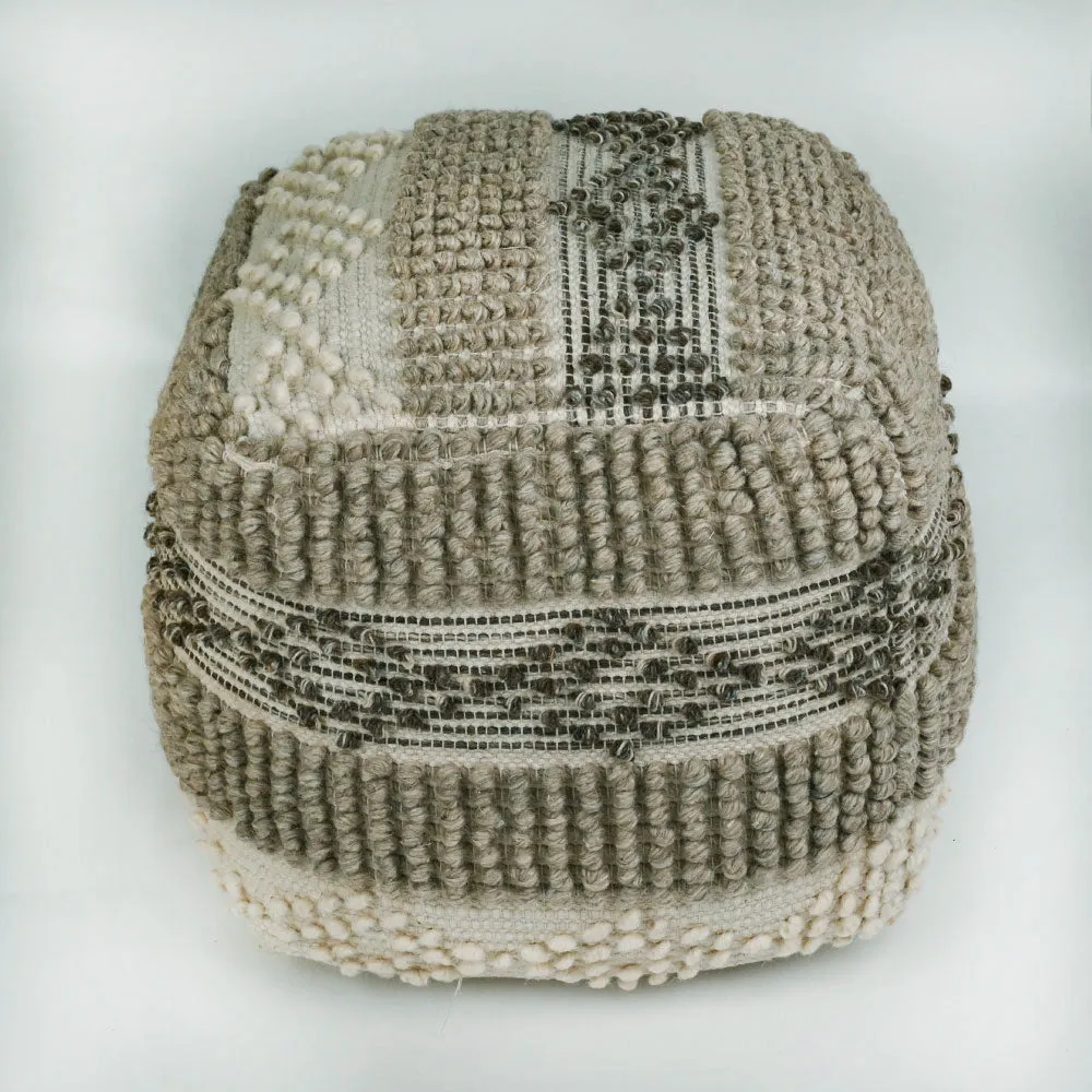 Modern Corner Cotton and Jute Material Pouffe Stool For Living Room, Set of 1