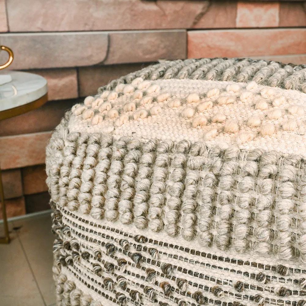 Modern Corner Cotton and Jute Material Pouffe Stool For Living Room, Set of 1