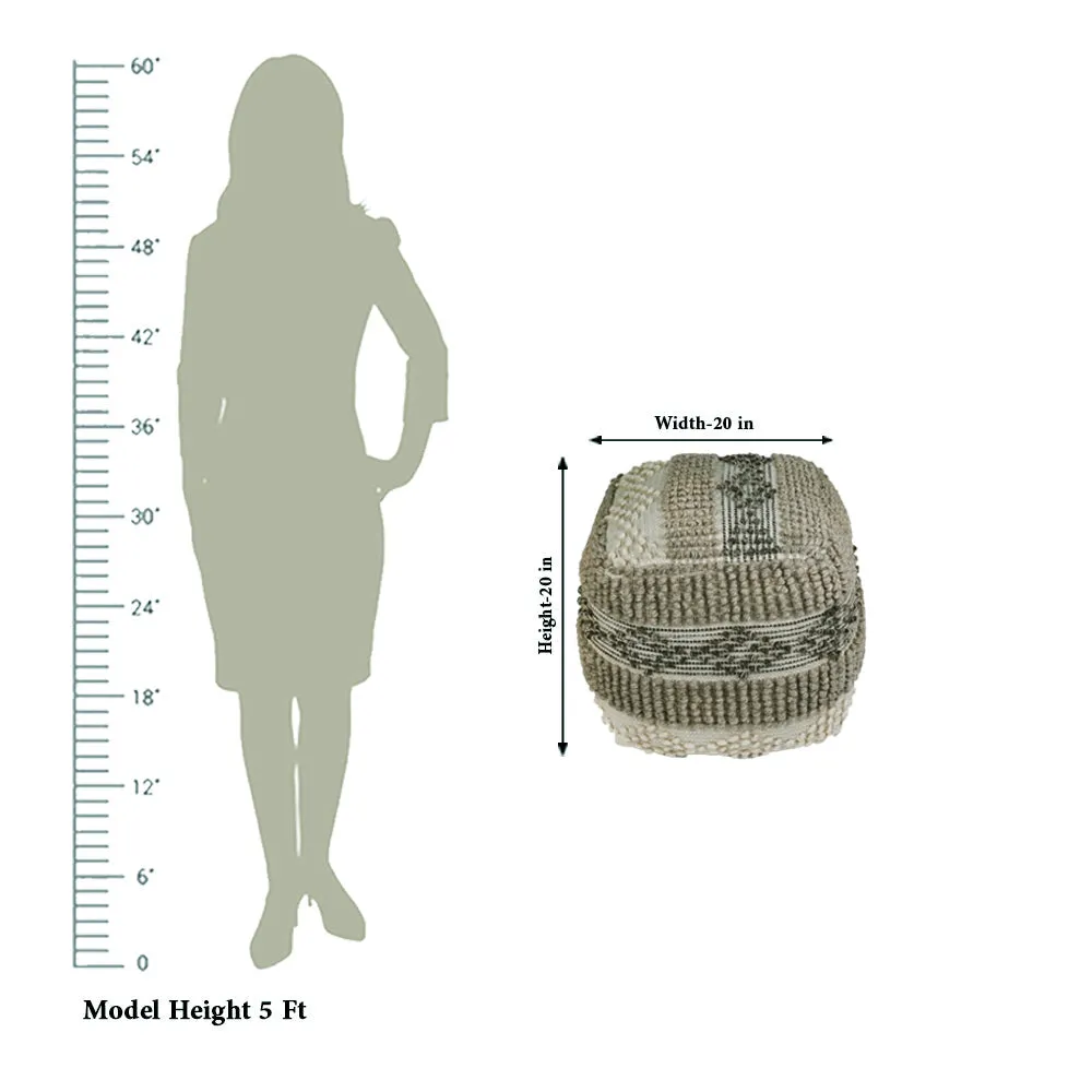 Modern Corner Cotton and Jute Material Pouffe Stool For Living Room, Set of 1