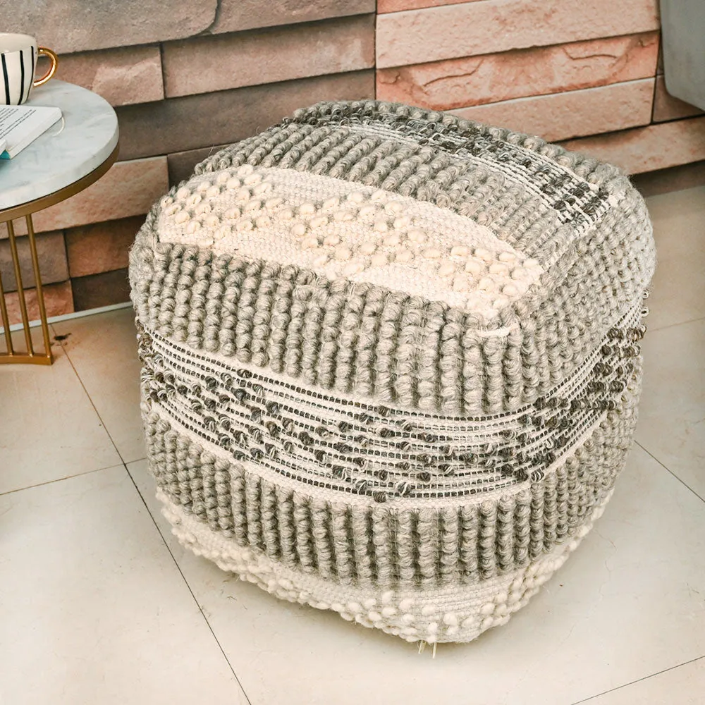 Modern Corner Cotton and Jute Material Pouffe Stool For Living Room, Set of 1