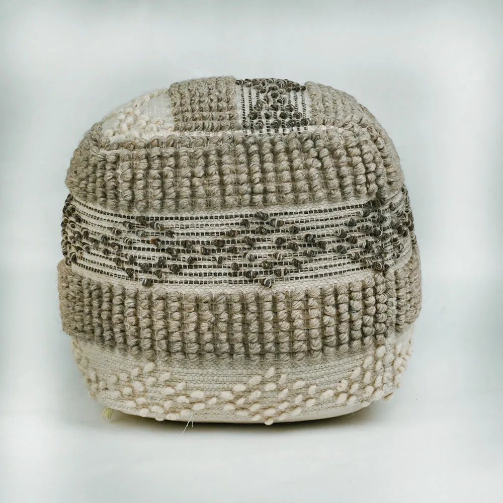 Modern Corner Cotton and Jute Material Pouffe Stool For Living Room, Set of 1