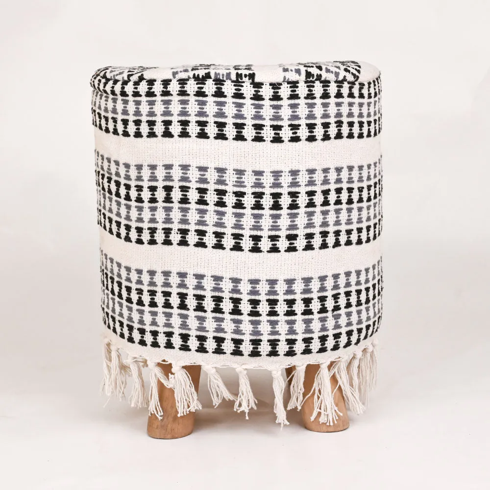Modern Corner Cotton Material Pouffe Stool For Living Room, Set of 1