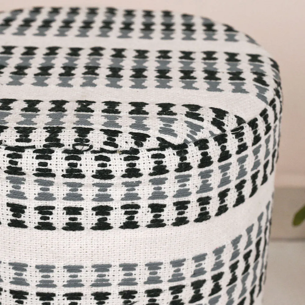 Modern Corner Cotton Material Pouffe Stool For Living Room, Set of 1